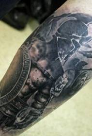 Pernil de menino no ponto cinza preto espinho personagem retrato samurai tatuagem imagens