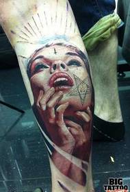 Leg woman tattoo pattern
