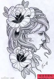 一幅漂亮流行的欧美美女纹身手稿