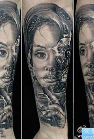 Arm mechanical girl tattoo pattern