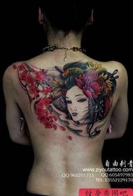 Beautiful classical beauty tattoo pattern on the back of a beautiful woman