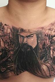 Potret menghiasi di medan perang purba dan tattoo Guan Gong