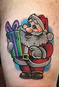 Sød farverig akvarel julekort tatoveringsmønster
