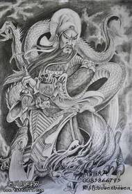 Manuskript nedslående Guan Yu tatueringsmönster