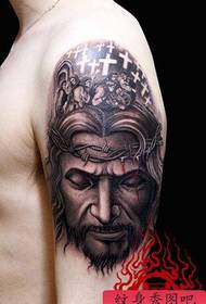 Groot arm klassieke popkleur Jesus-tatoeëringpatroon