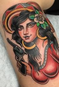 女生人物纹身图案 多款彩色纹身素描人物纹身图案