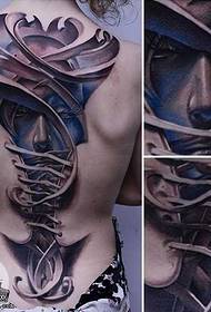 Science fiction portrait tattoo pattern