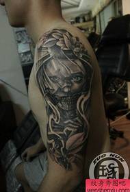 手臂流行漂亮的美女艺妓纹身图案