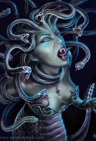 Beauty Snake Medusa Tattoo Pattern