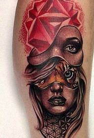 Arm mask girl tattoo pattern