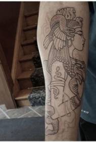 Nigra linio skizo kreas nur belan knabinan rolulon tatuaje