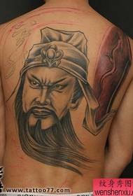 Guan Gong Tattoo Pattern: Full Back Guan Gong Avatar Portrait Tattoo Pattern