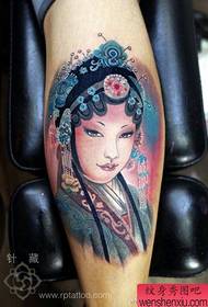 Beautiful and popular Tsing Yi Hua Dan tattoo pattern on the legs