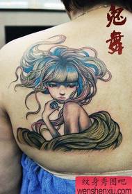 Girl's back shoulder beautiful illustration beauty tattoo pattern