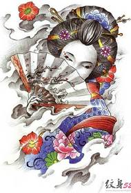 Buug gacmeedka hiddaha-dhaqanka ee loo yaqaan 'tattoo geisha tattoo Japanese'