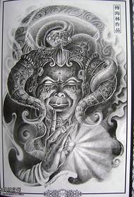 Ancient mythology ghost head tattoo pattern