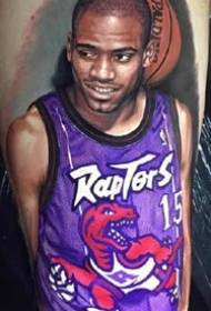 A set of realistic portrait tattoo designs of foreign basketball stars