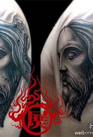 手臂流行经典的一幅耶稣纹身图案