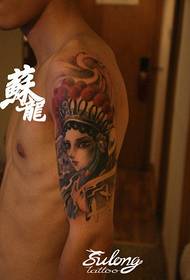 Hånd populær vakker skjønnhetsblomst denim tatoveringsmønster