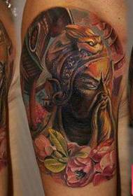 Male arm cool European and American color Guan Gong tattoo pattern