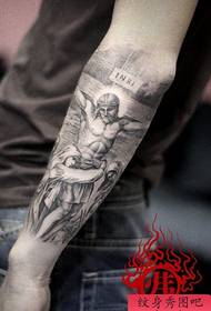 Arm pop klassiska svartvita jesus tatuering mönster