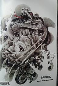 Peony snake tattoo pattern