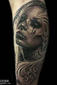 Arm black gray woman tattoo pattern