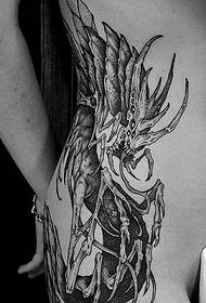 Creepy black creature and devil tattoo pattern from tattoo artist Sergey