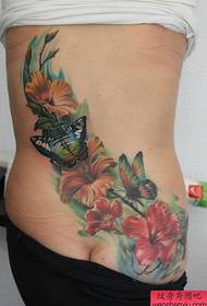 Female waist to hip pretty popular butterfly floral tattoo pattern