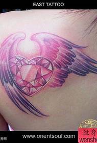 Beauty shoulders pop beautiful diamond love with wings tattoo pattern