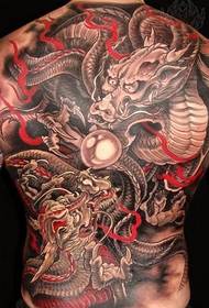 Чоловічий повну спину дракона татуювання візерунок