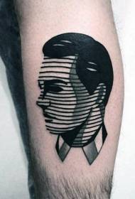 Melnbaltas līnijas vīrieša portreta tetovējuma raksts