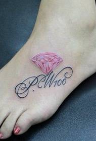 Žena Tattoo Pattern: Foot Color Diamond Tattoo Pattern Tattoo Obrázok