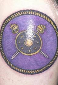 Vzor tetovania s guľatým vikingským štítom