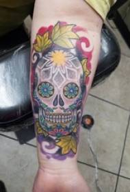 Tattooed taro girl painted tattoo on the girl's arm