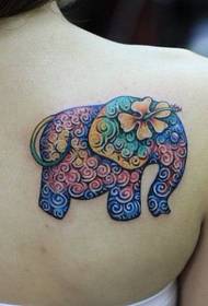 Weiblech Tattoo Muster: Schëller Faarf Elefant Tattoo Muster Tattoo Bild