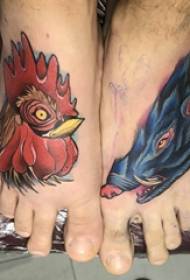 Instep tattoo on the instep of a male and a wild boar tattoo picture