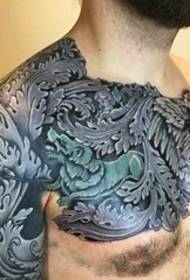 Black gray tattoo style baroque tattoo pattern