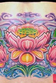 Back waist lotus tattoo pattern