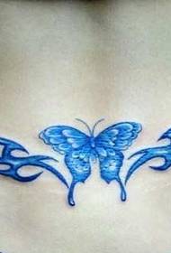Piękny obraz tatuażu niebieskiego motyla w połowie wysokości