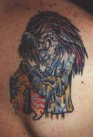 Shoulder color crazy man tattoo pattern