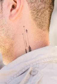 Tres divertidas pequenas frechas patrón de tatuaxe de pescozo masculino
