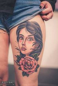 ခြေလျင်အမျိုးသမီးမျက်နှာမျက်နှာ tattoo ပုံစံ