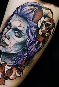 Modern style colorful devil woman tattoo pattern