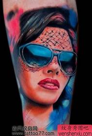 3D color European and American beauty portrait tattoo pattern