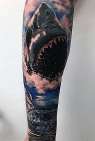 Ілюстрацыя татуіроўкі акулы люты малюнак татуіроўкі акулы