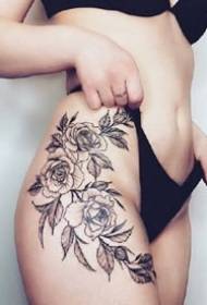 Sexy Flower Tattoo - Female Thigh Side Sexy Flower Tattoo