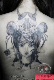 egy hátsó japán szépség, mint egy tetoválás minta