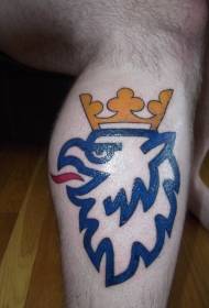 Patrón de tatuaxe de animais coroa de grife azul