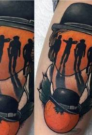 Diseño de color de brazo de imagen de tatuaje de retrato de hombre